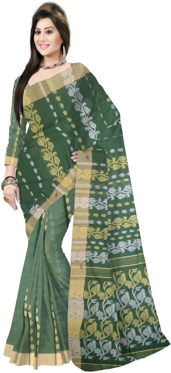 Pradip Fabrics Ethnic Women's Tant Cotton Dhakai Jamdami Saree