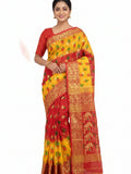 Pradip Fabrics Yellow & Red Soft Tant Silk Saree 
