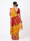 Pradip Fabrics Yellow & Red Soft Tant Silk Saree 