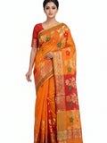 Pradip Fabrics Yellow & Red Soft Tant Silk Saree 