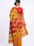 Pradip Fabrics Yellow & Red Soft Tant Silk Saree 