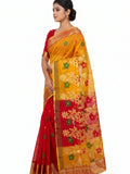 Pradip Fabrics Yellow & Red Soft Tant Silk Saree 