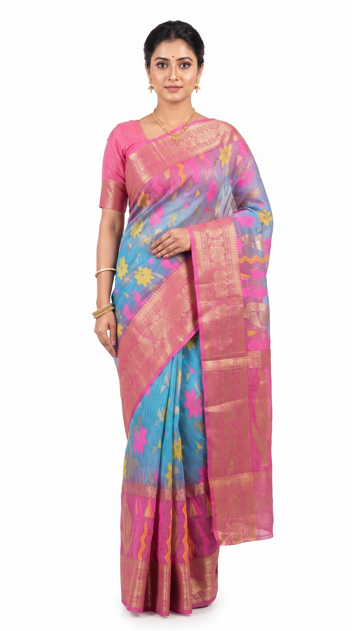 Elegant Handloom Bengal Tant Silk Saree by Pradip Fabrics