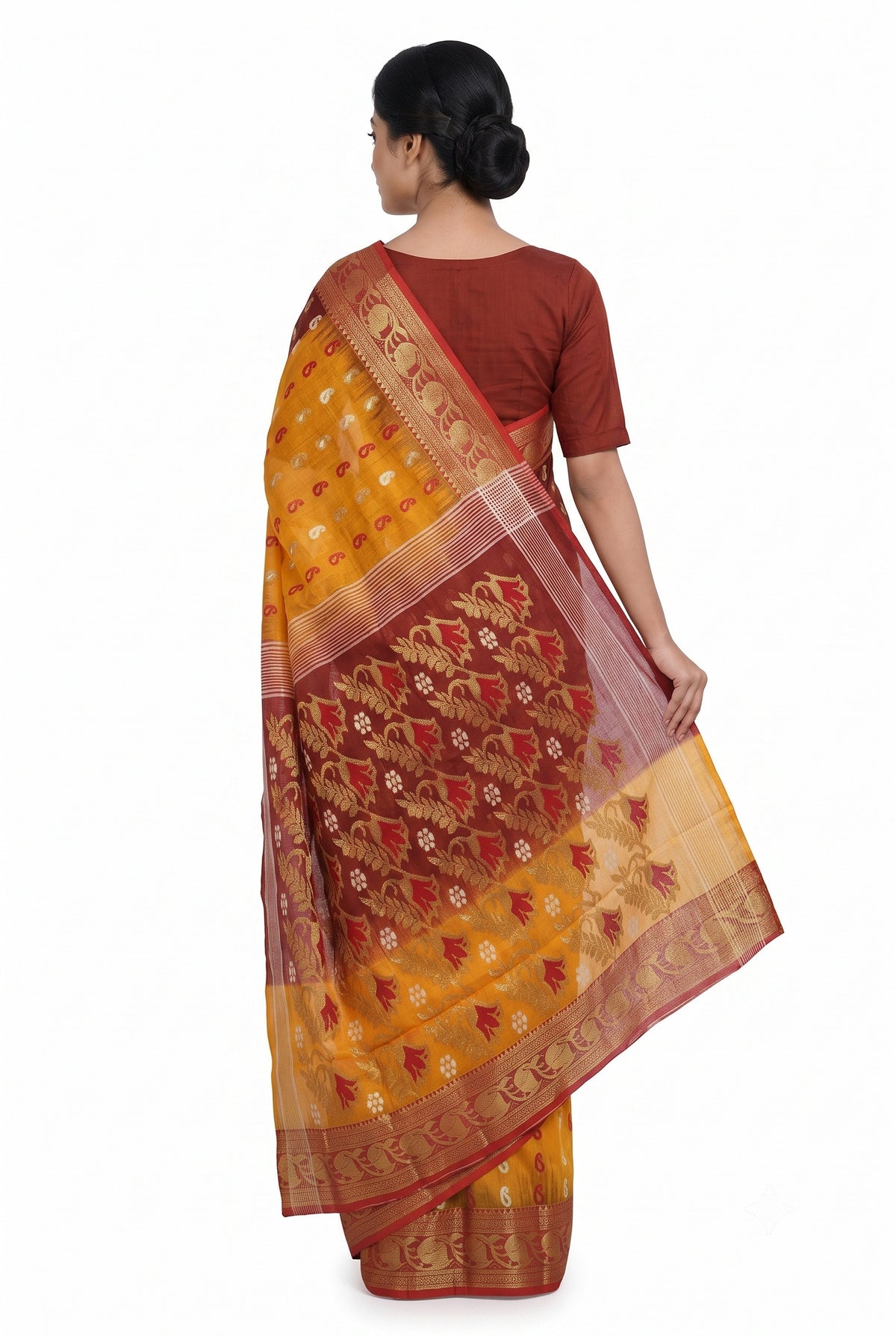 Pradip Fabrics Woven Tant Silk Blend Saree
