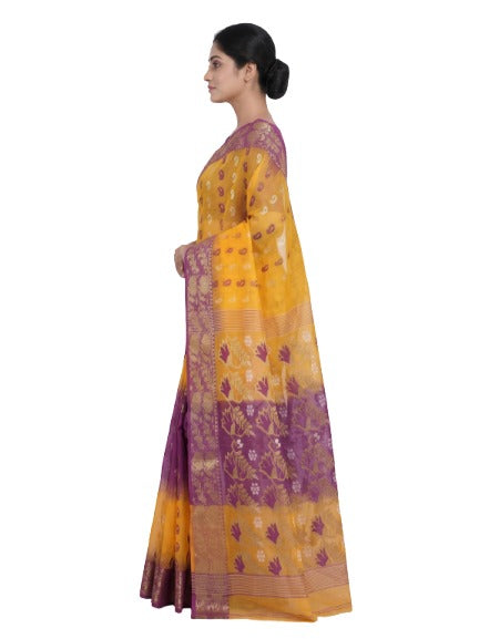 Pradip Fabrics Woven Tant Silk Blend Saree