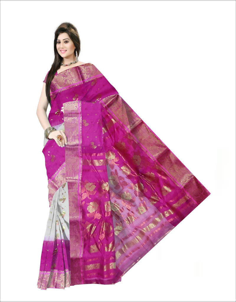 Pradip Fabrics Woven Tant Silk Blend Saree