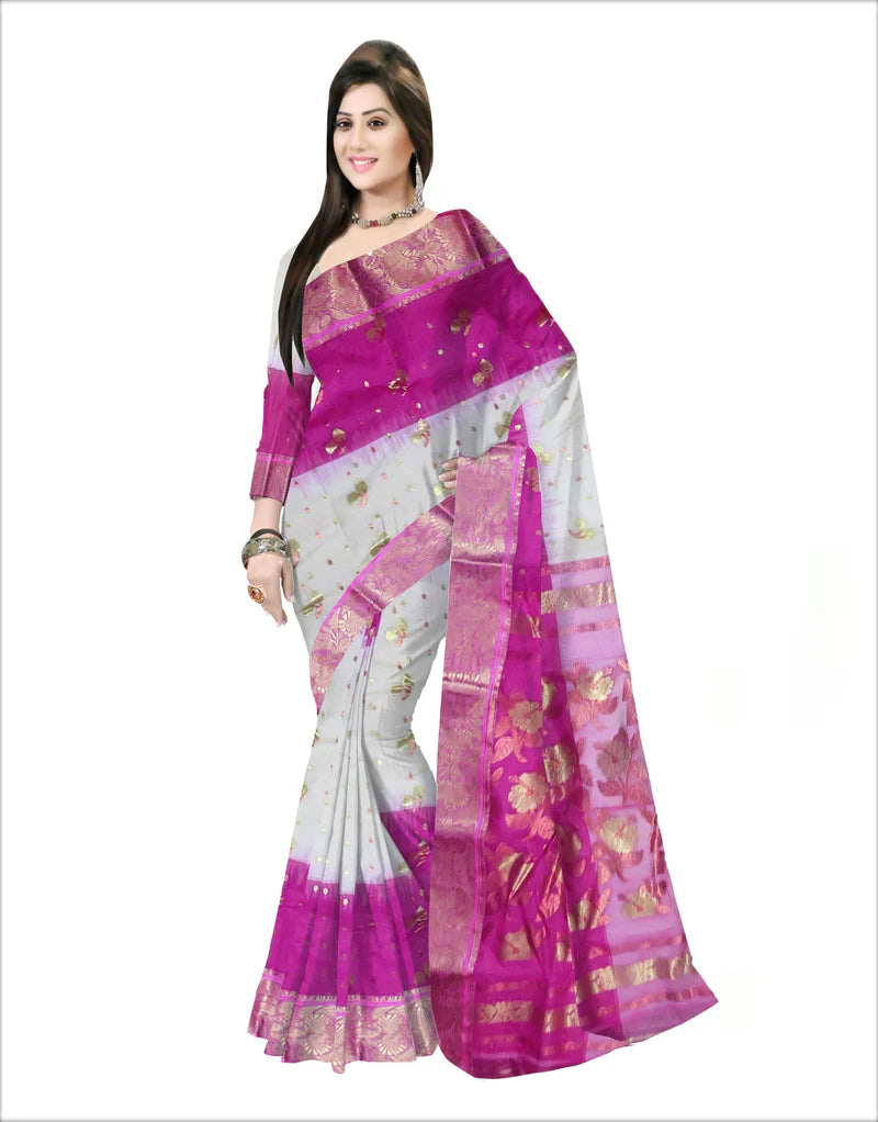 Pradip Fabrics Woven Tant Silk Blend Saree