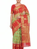 Pradip Fabrics Self Design Tant Silk Blend Saree