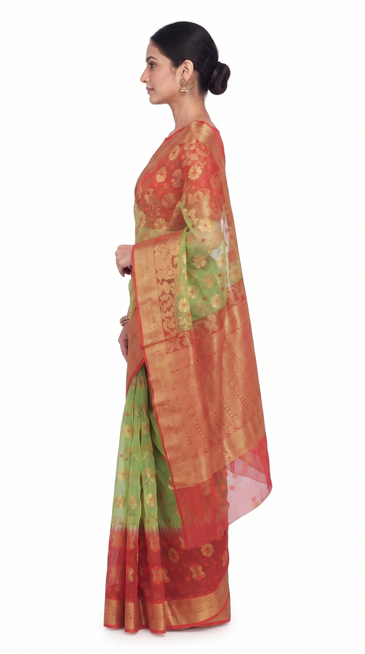 Pradip Fabrics Self Design Tant Silk Blend Saree