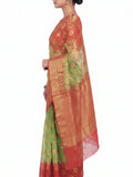 Pradip Fabrics Self Design Tant Silk Blend Saree