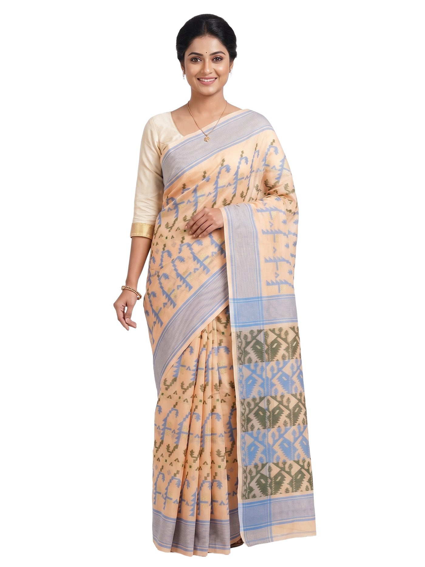Pradip Fabrics Woven Jamdani Cotton Blend Saree