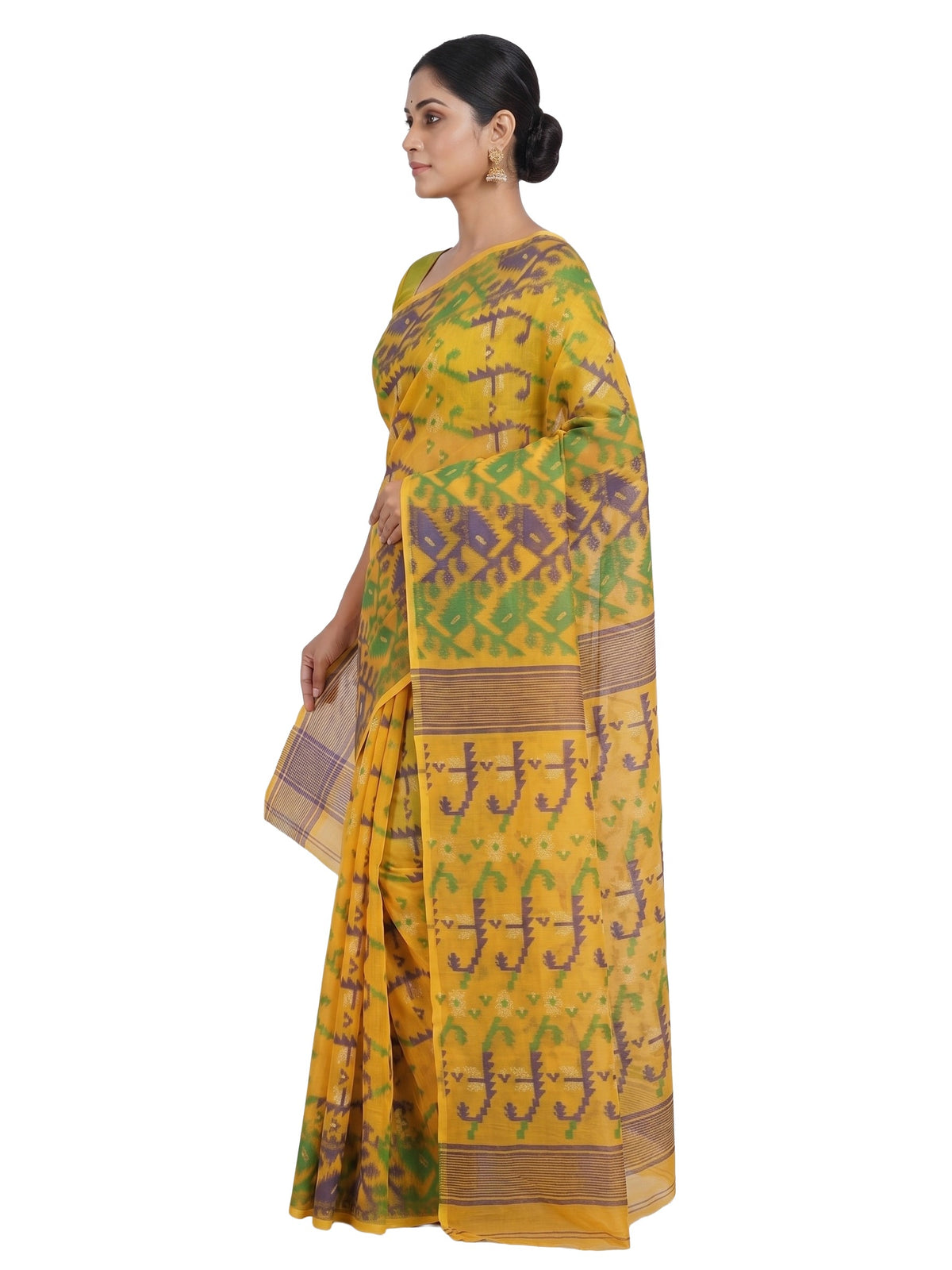 Pradip Fabrics Woven Jamdani Cotton Blend Saree