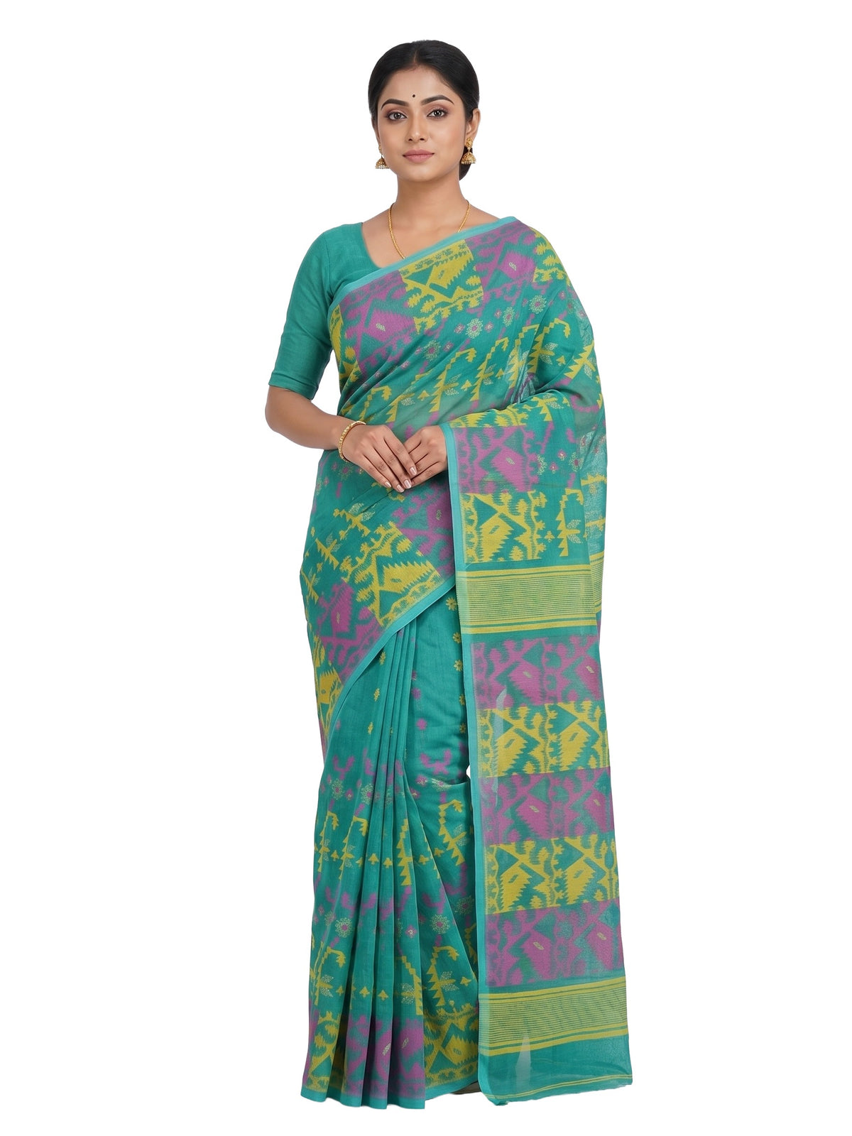 Pradip Fabrics Woven Jamdani Cotton Blend Saree