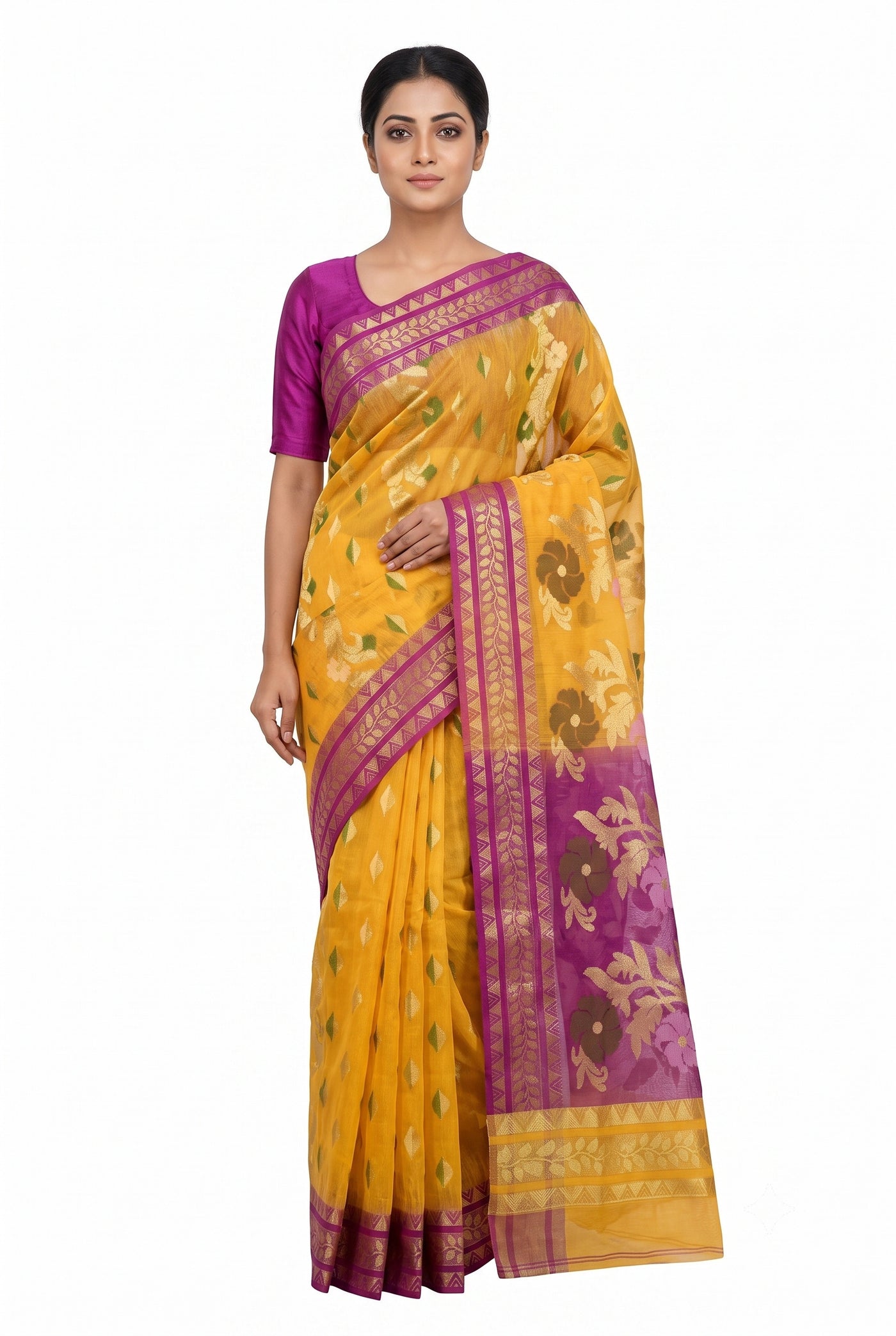 Pradip Fabrics Bengal Tant Silk Blend Saree for Women