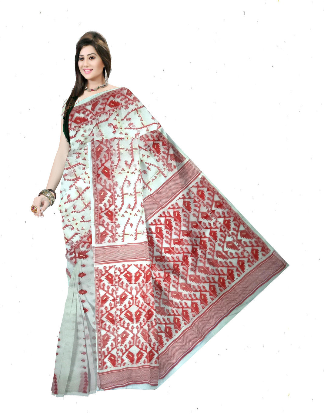Pradip Fabrics Woven Jamdani Cotton Blend Saree