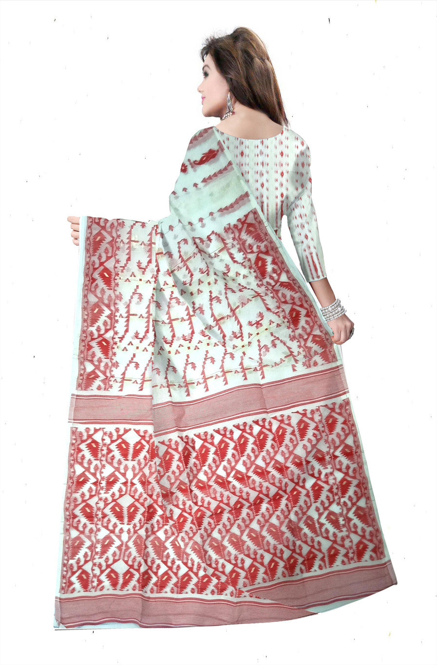 Pradip Fabrics Woven Jamdani Cotton Blend Saree