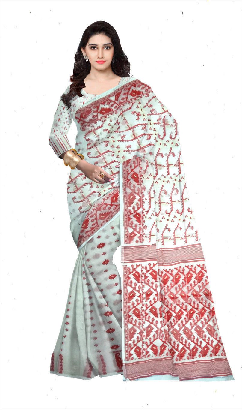 Pradip Fabrics Woven Jamdani Cotton Blend Saree