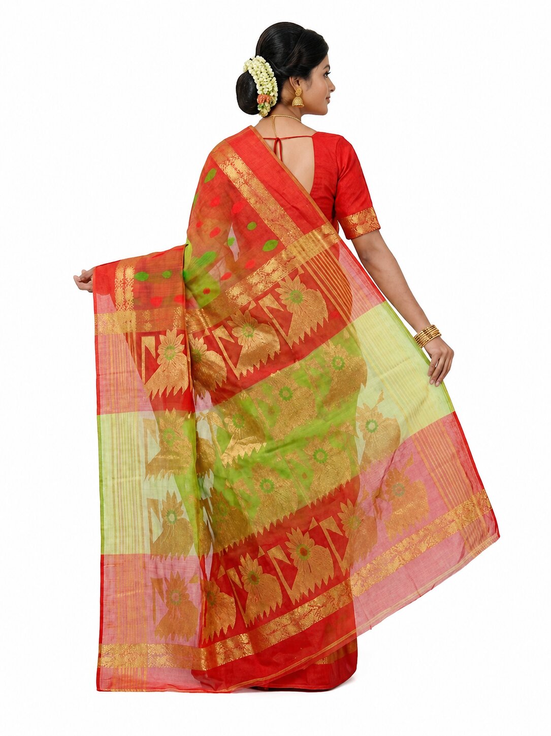 Pradip Fabrics Woven Tant Silk Blend Saree