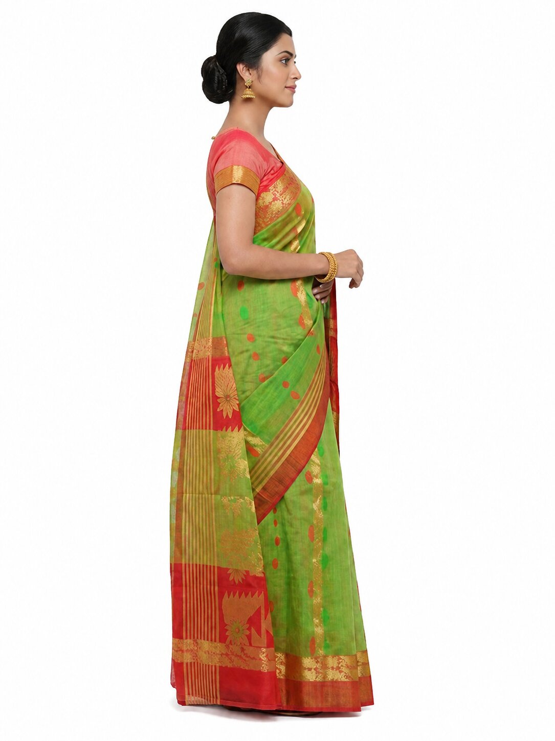 Pradip Fabrics Woven Tant Silk Blend Saree