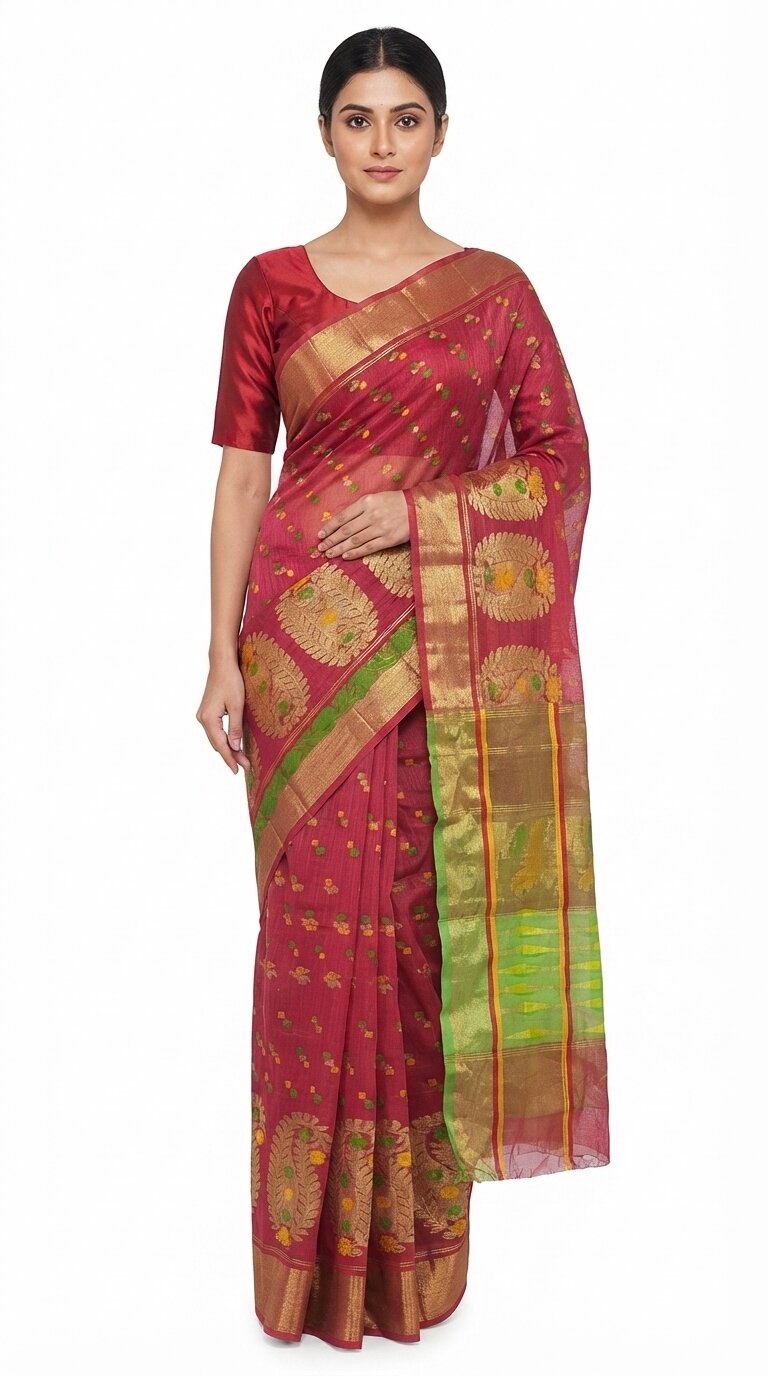 Pradip Fabrics Ethnic Women's Tant Jamdani Saree