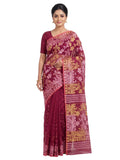 Pradip Fabrics Floral Print Jamdani Silk Blend Saree
