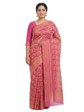 Pradip Fabrics Floral Print Jamdani Silk Blend Saree