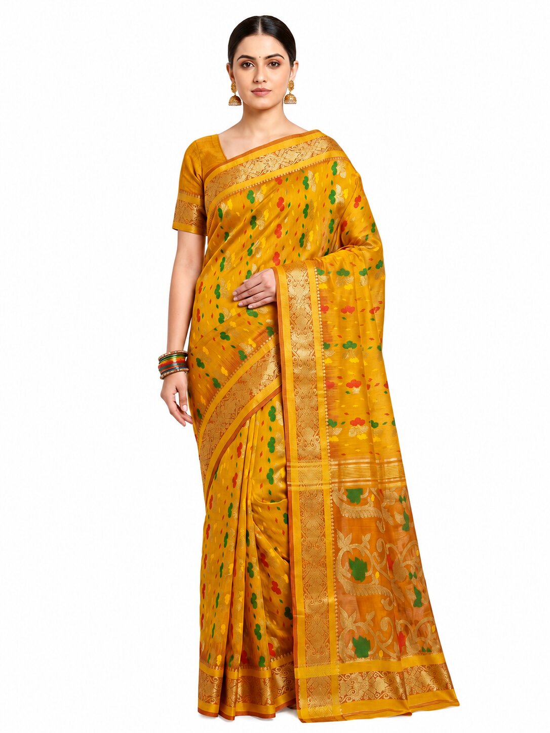 Pradip Fabrics Woven Tant Silk Blend Saree