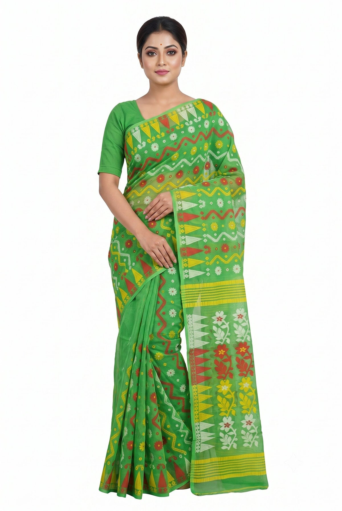 Pradip Fabrics Ethnic Women's Tant Jamdani Saree