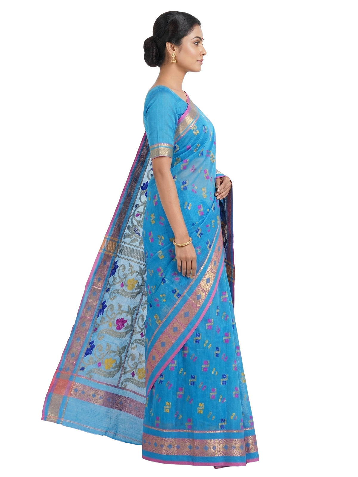 Pradip Fabrics Ethnic Women's Tant Silk  Wedding, Party Baluchuri Saree 