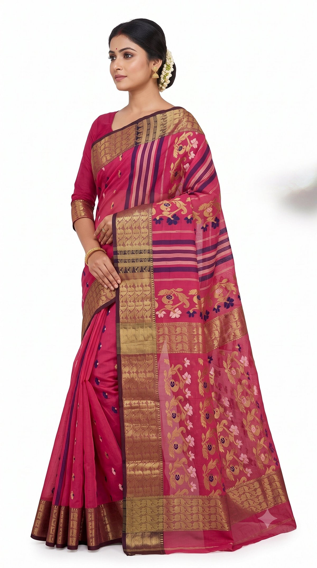 Pradip Fabrics Ethnic Women's Tant Cotton Silk Saree