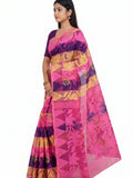 Pradip Fabrics Ethnic Women's Tant Silk Jamdani Saree