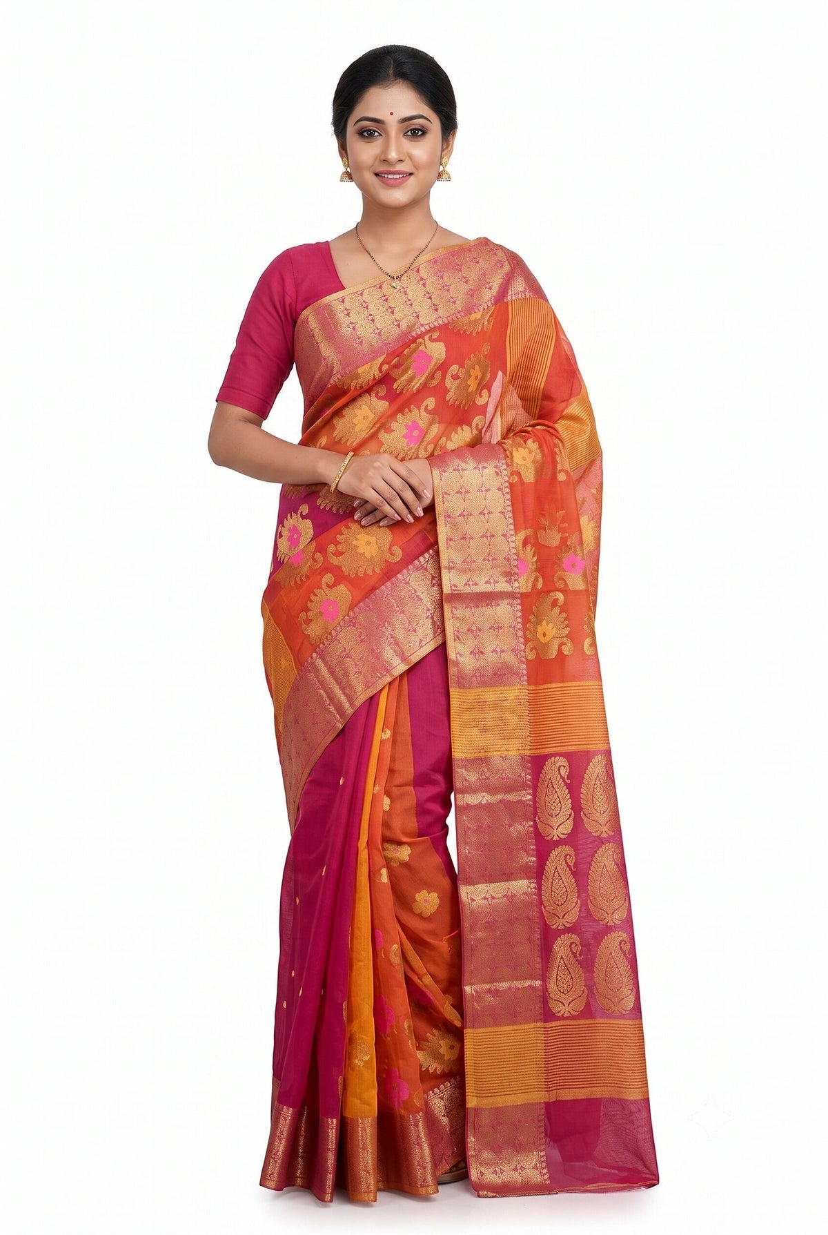 Pradip Fabrics Bengal Tant Baluchuri Saree for Women