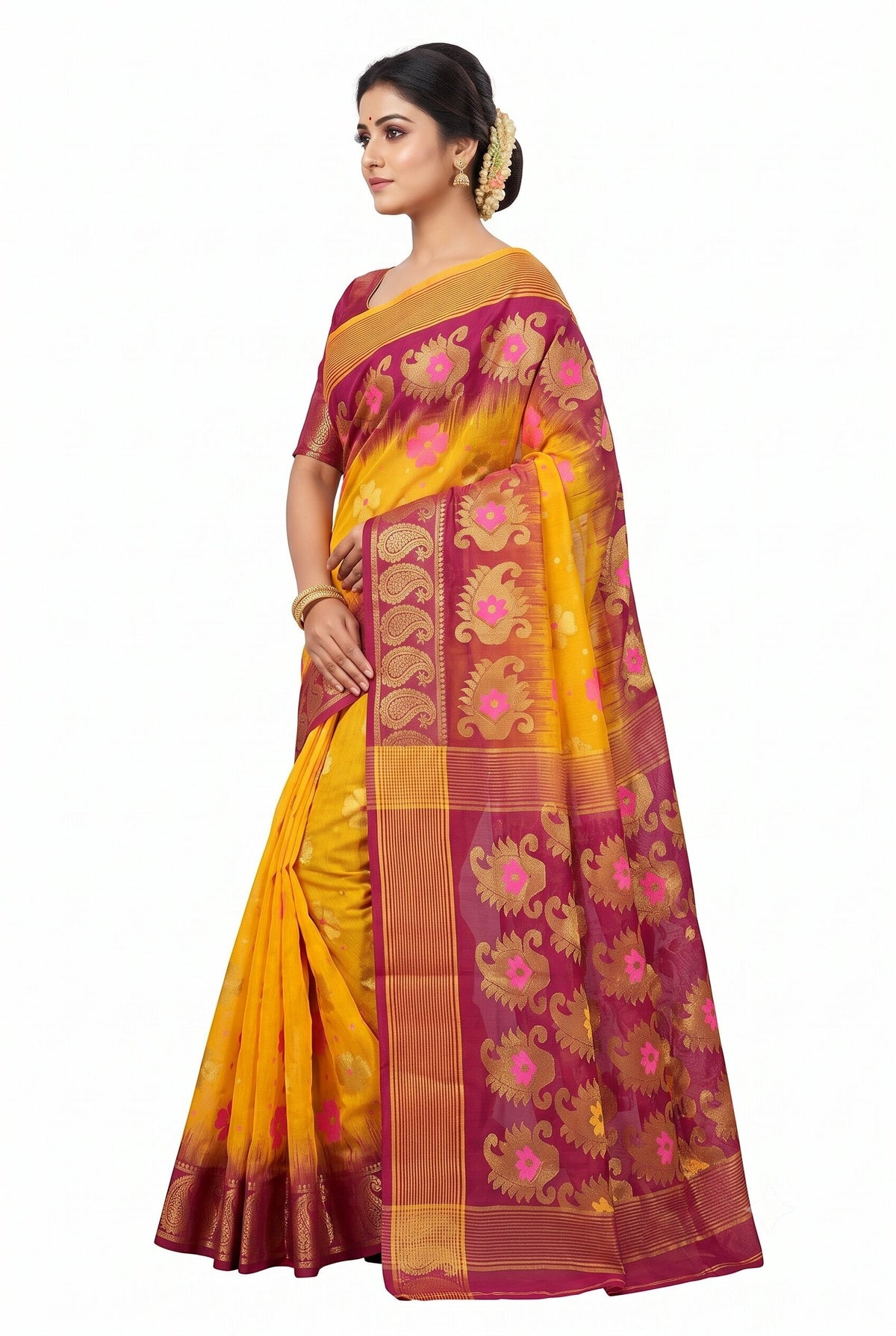 Pradip Fabrics Bengal Tant Baluchuri Saree for Women