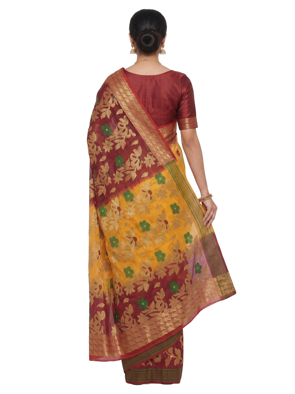 Pradip Fabrics Woven Tant Silk Blend Saree