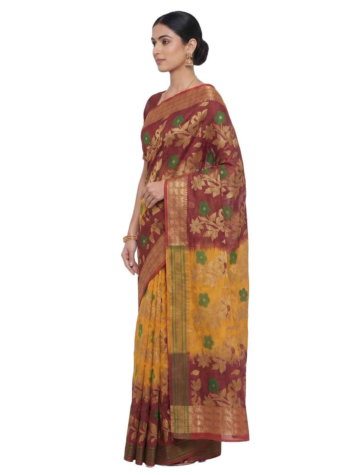 Pradip Fabrics Woven Tant Silk Blend Saree