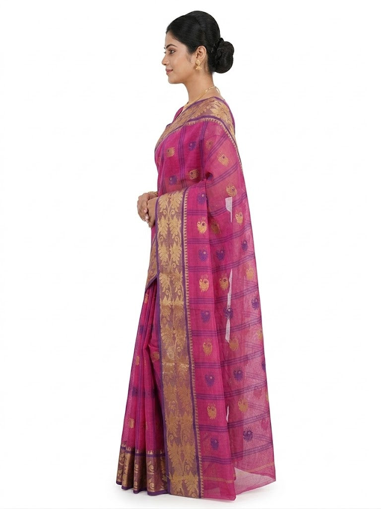 Pradip Fabrics Checkered Tant Pure Cotton Saree
