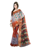 Pradip Fabrics Ethnic Women's Quality Tant Cotton Silk Orange,White and Brown color Saree.
