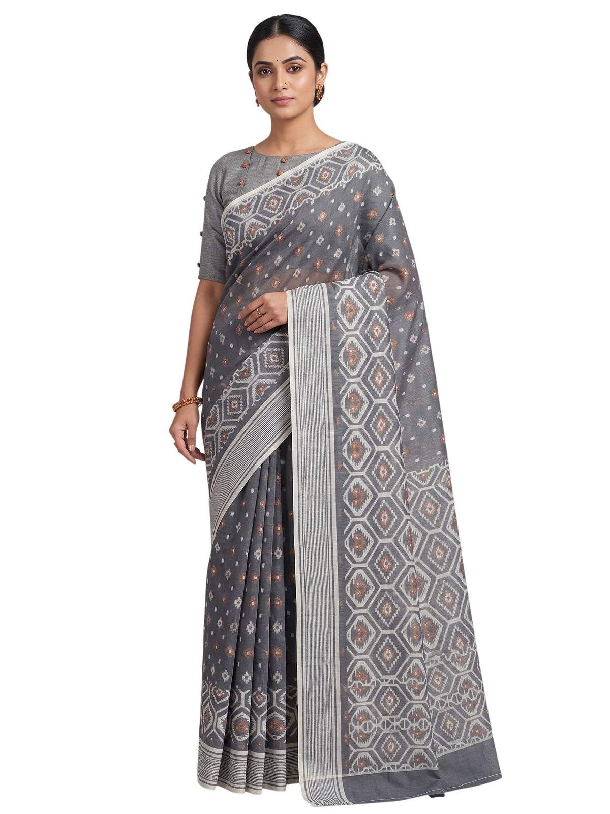 Pradip Fabrics Applique Handloom Cotton Silk Saree