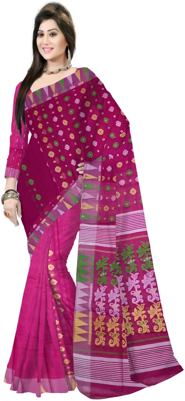 Pradip Fabrics Ethnic Women's Tant Cotton Dhakai Jamdami Saree