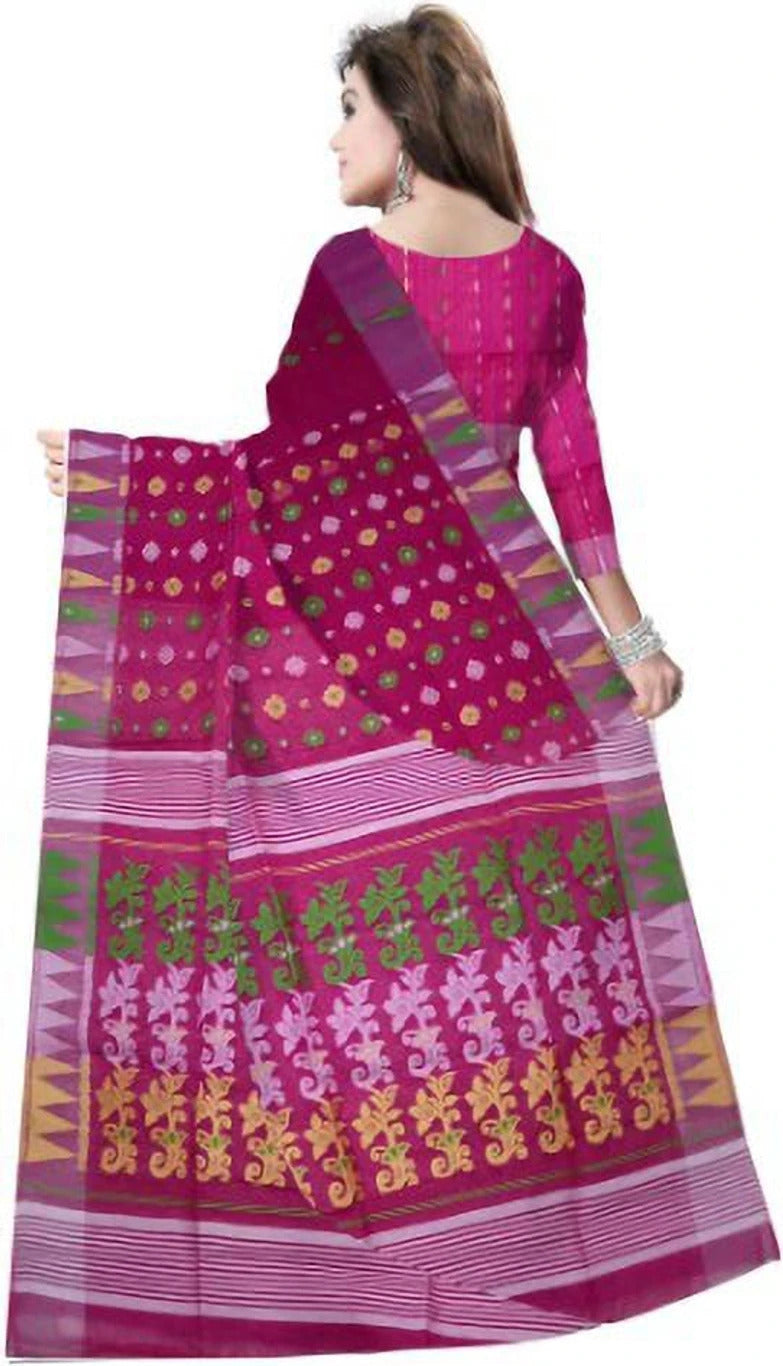 Pradip Fabrics Ethnic Women's Tant Cotton Dhakai Jamdami Saree