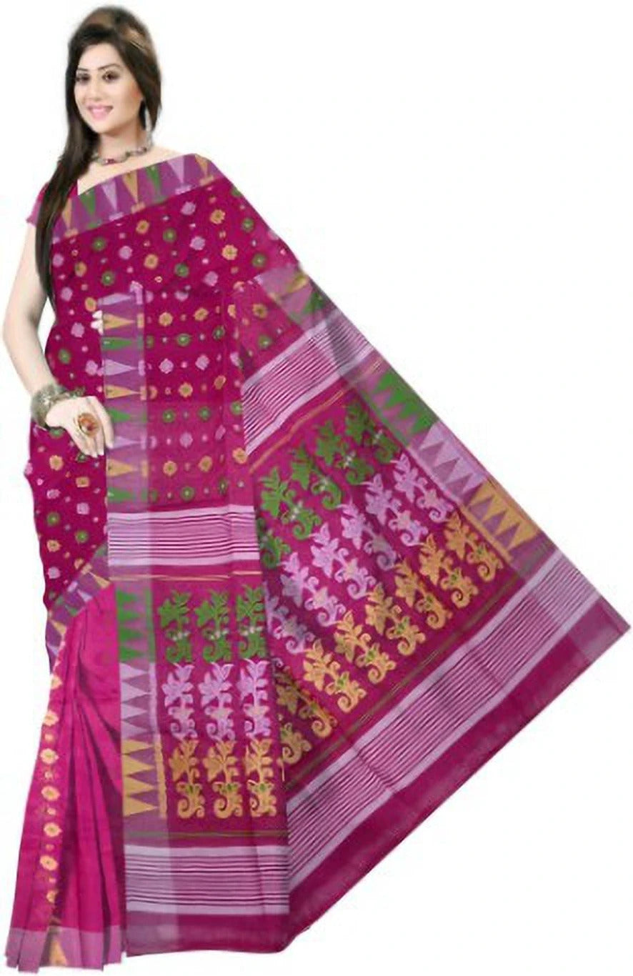 Pradip Fabrics Ethnic Women's Tant Cotton Dhakai Jamdami Saree