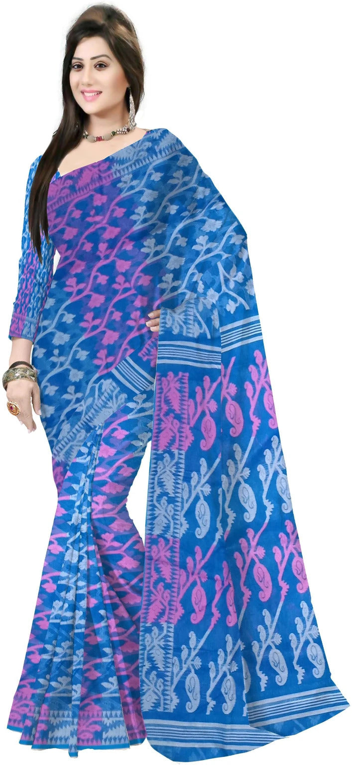 Pradip Fabrics Ethnic Women's Tant Cotton Dhakai Jamdami Saree