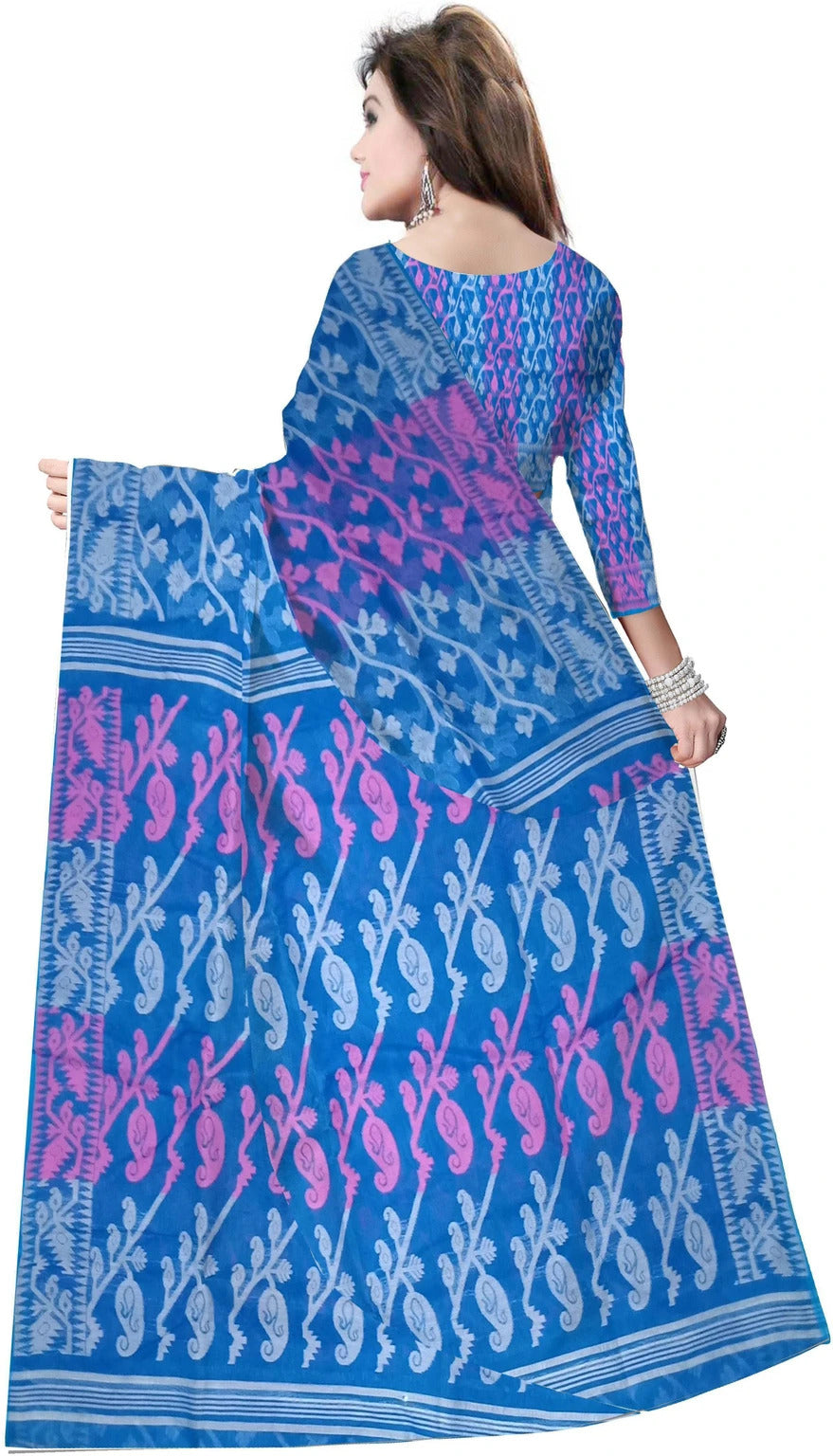 Pradip Fabrics Ethnic Women's Tant Cotton Dhakai Jamdami Saree