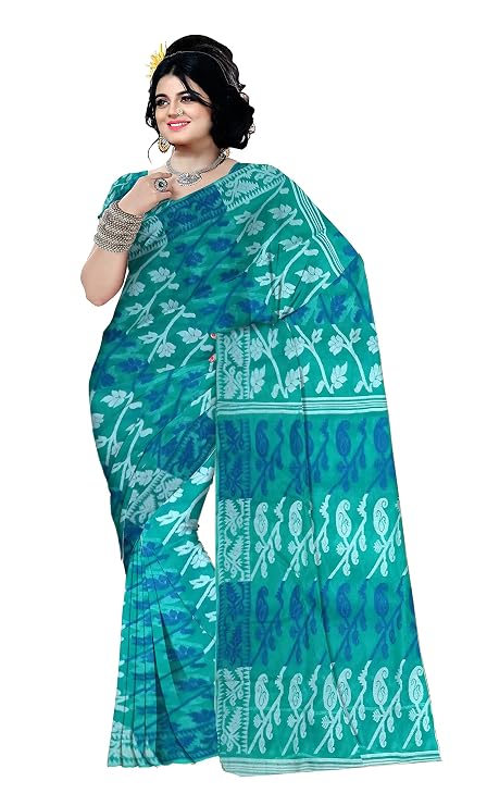 Pradip Fabrics Ethnic Women's Tant Cotton Dhakai Jamdami Saree