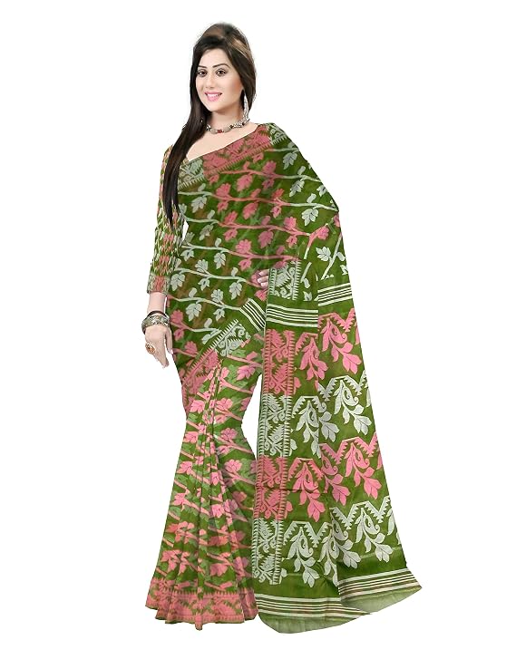 Pradip Fabrics Ethnic Women's Tant Cotton Dhakai Jamdami Saree