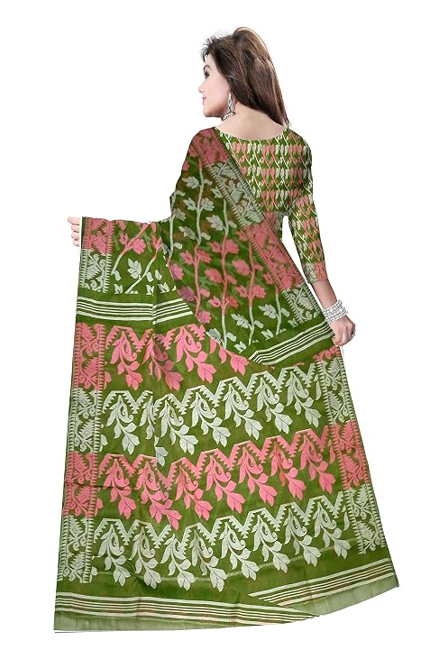 Pradip Fabrics Ethnic Women's Tant Cotton Dhakai Jamdami Saree