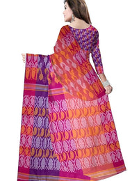 Pradip Fabrics Ethnic Women's Tant Cotton All Over Dhakai Jamdani Purple, Pink and Orange Color Saree