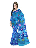 Pradip Fabrics Ethnic Women's Tant Cotton Soft Blue color Gap Dhakai Jamdami Saree