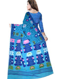 Pradip Fabrics Ethnic Women's Tant Cotton Soft Blue color Gap Dhakai Jamdami Saree
