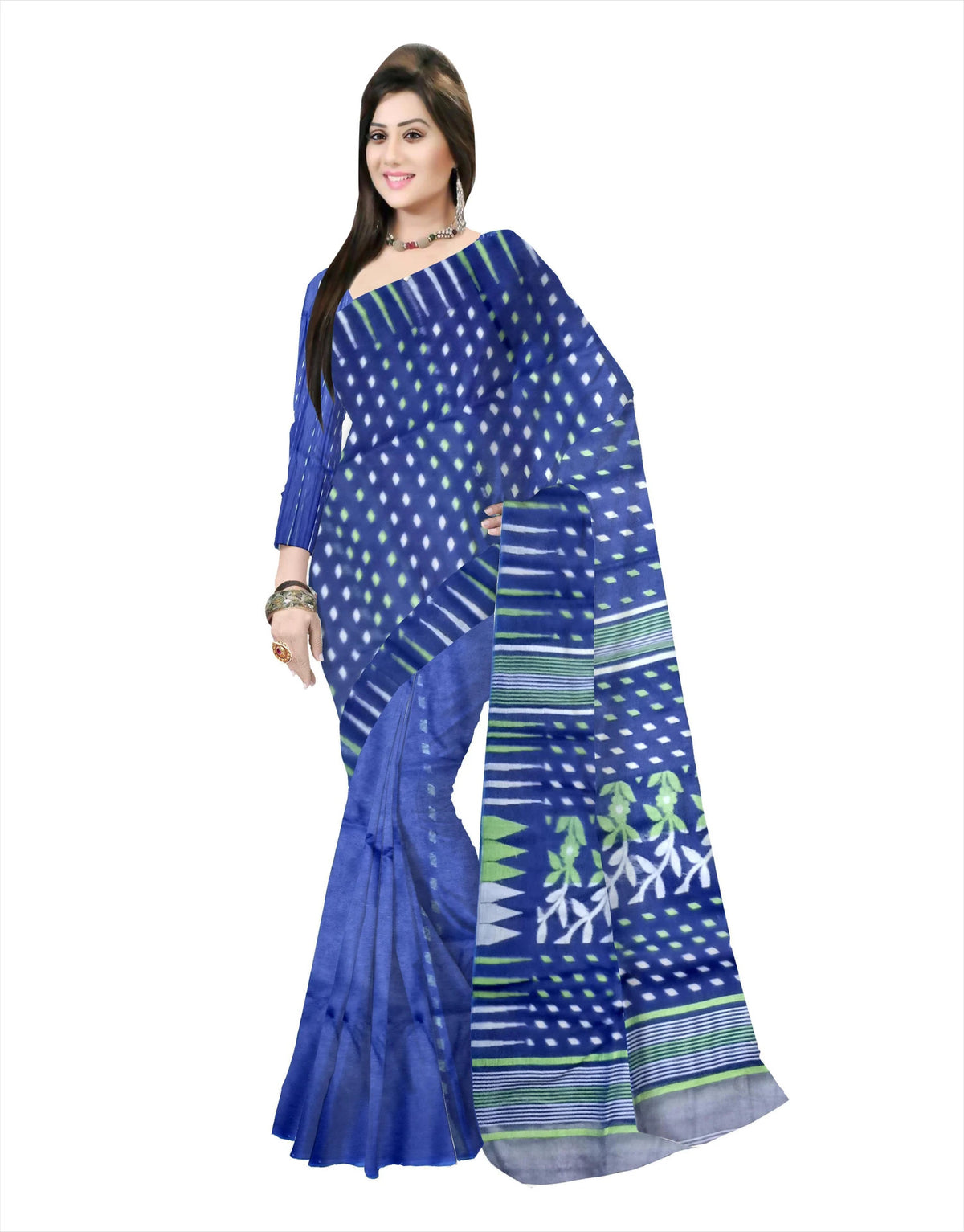 Pradip Fabrics Floral Print Tant Silk Blend Saree